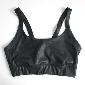 Carbon38 Black Metallic Shiny Striped V-Back Sports Bra Size Small